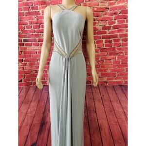 Mignon Size 8 Color Mint  halter, Embellished Women's Full length Gown Dress B10